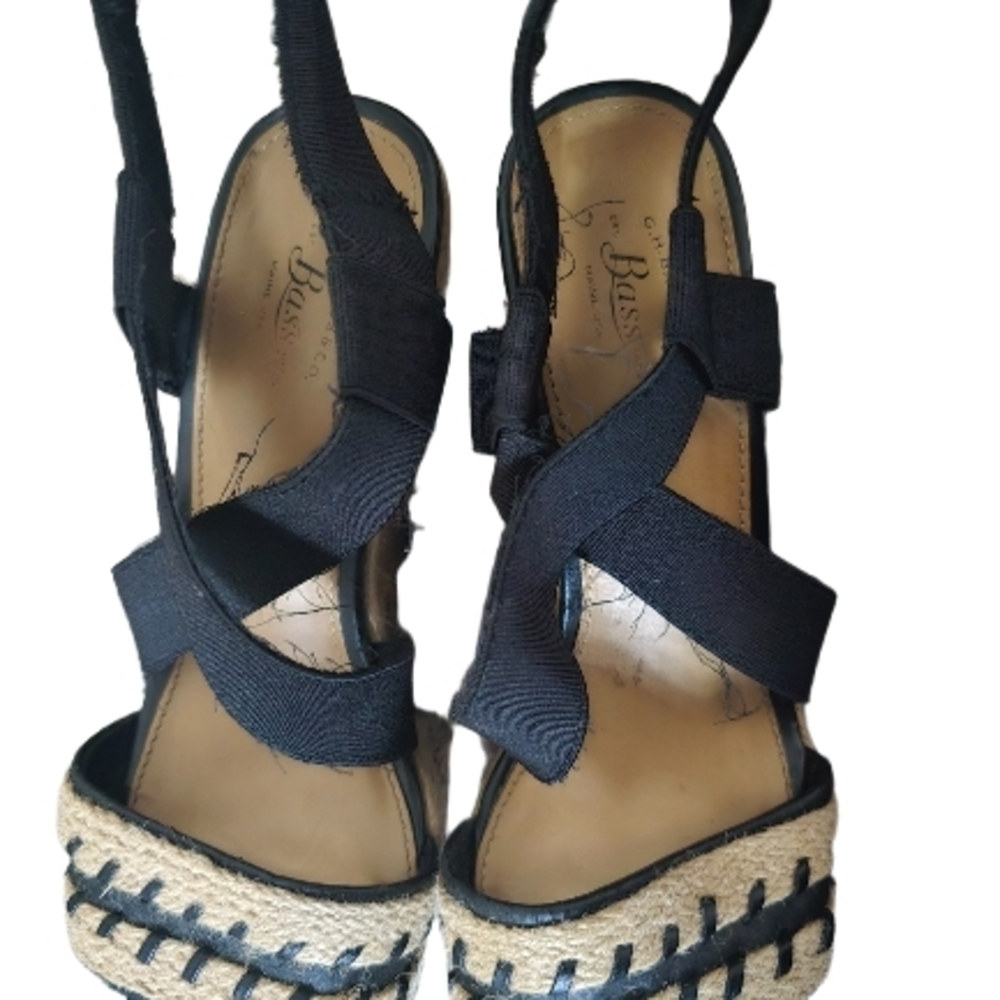 G.H. Bass & Co. Black Wedge Sandals